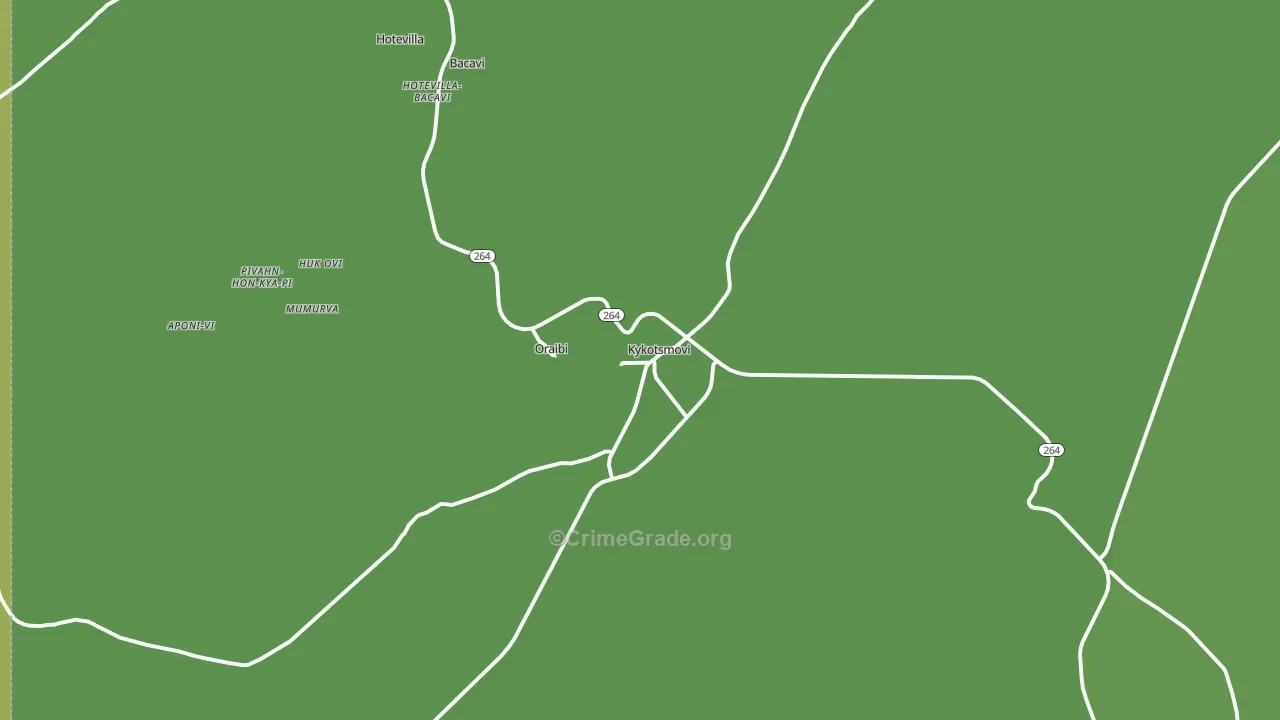 Oraibi, AZ Map of Vehicle Theft Rates
