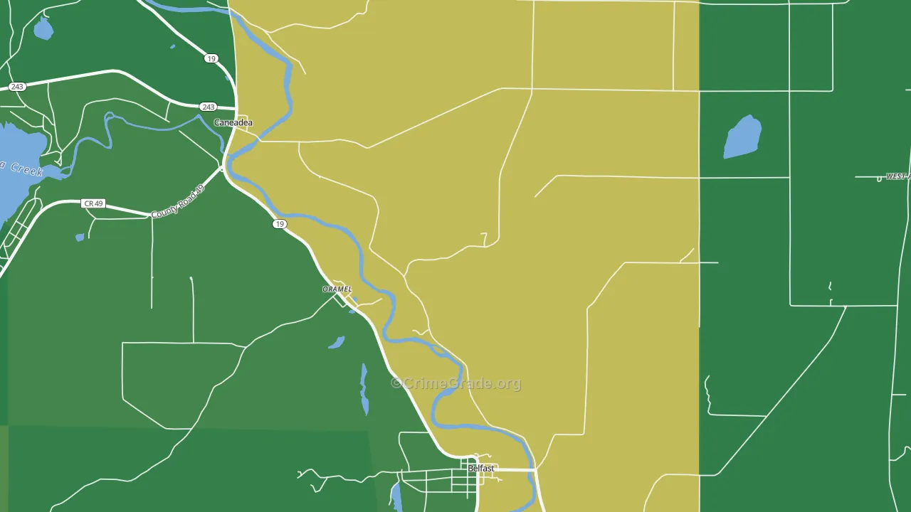 Oramel, NY Map of Vehicle Theft Rates