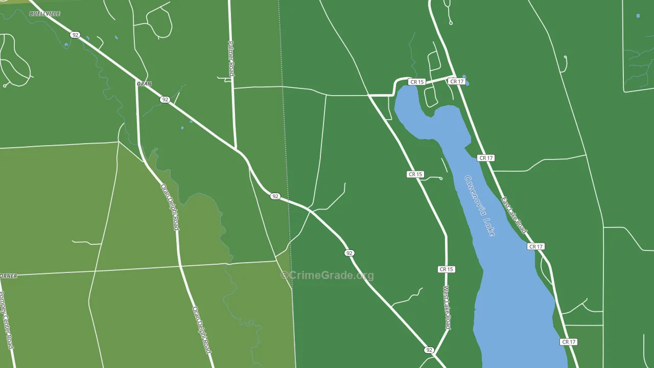 Oran, NY Map of Vehicle Theft Rates