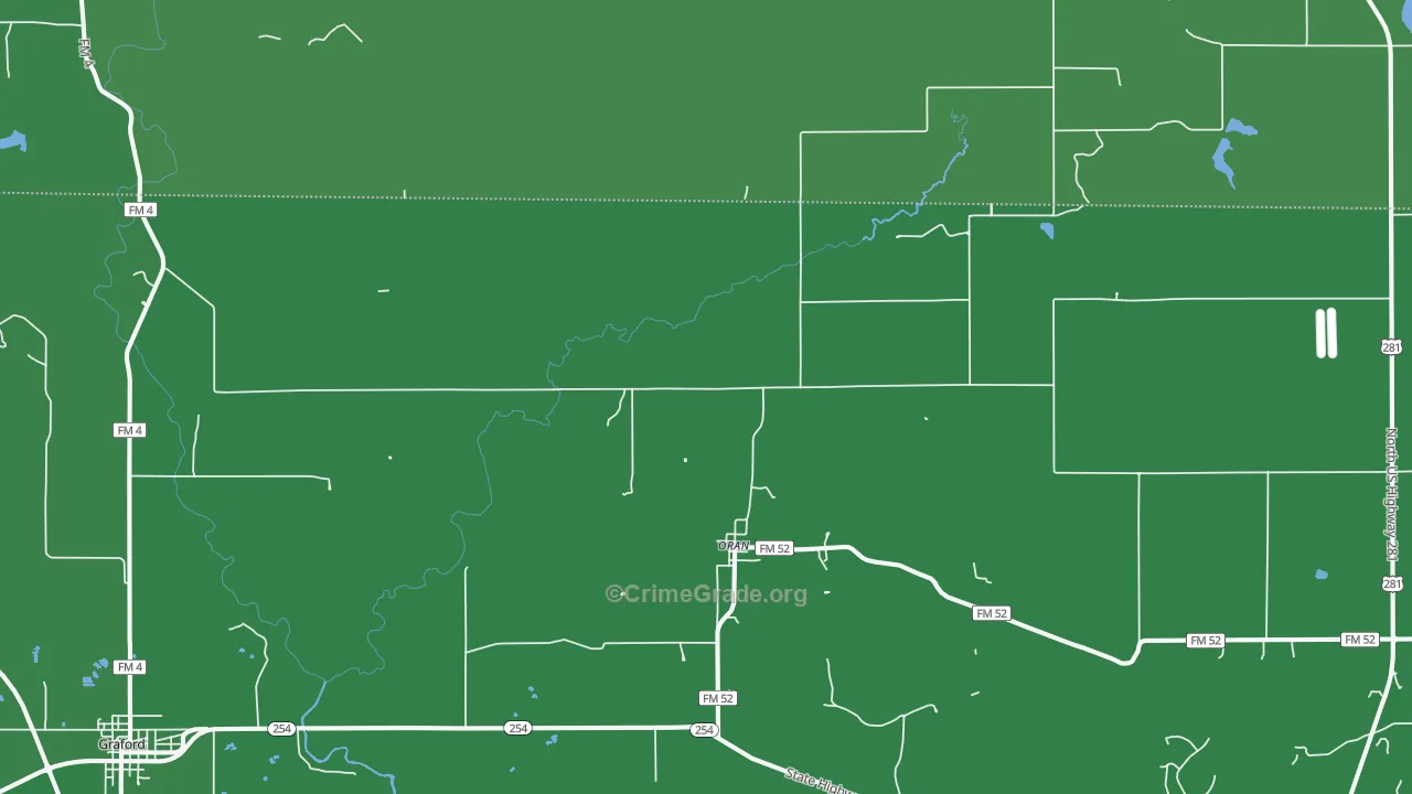 Oran, TX Map of Vehicle Theft Rates
