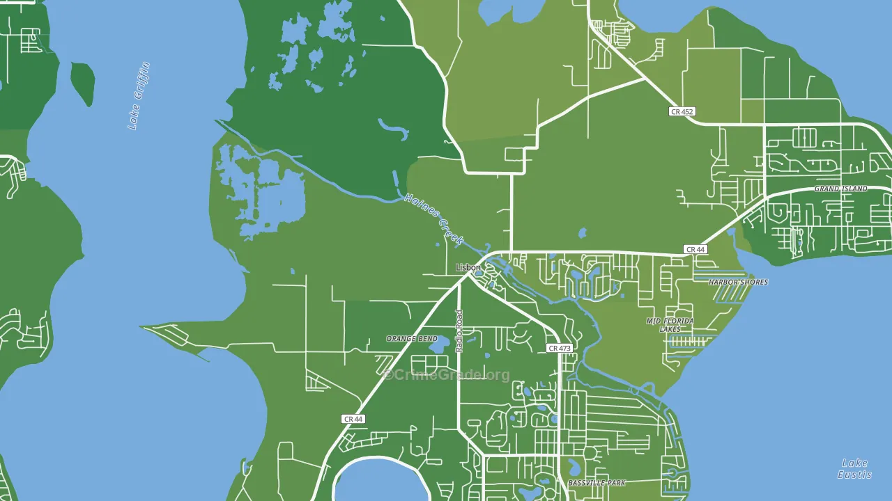 Orange Bend, FL Map of Vehicle Theft Rates