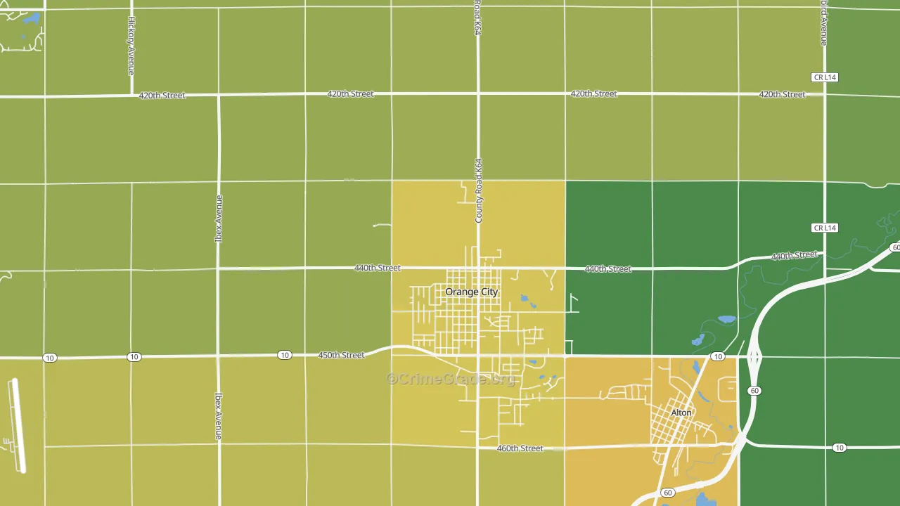 Orange City, IA Map of Vehicle Theft Rates