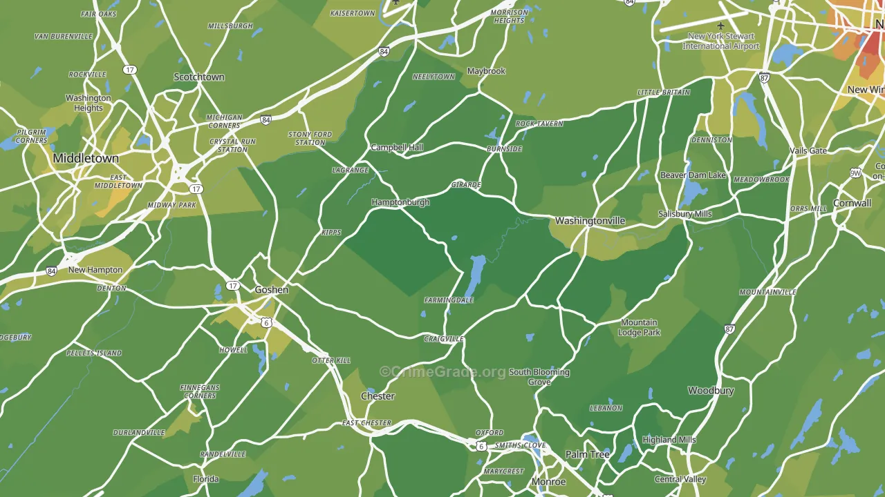 Orange County, NY Map of Vehicle Theft Rates
