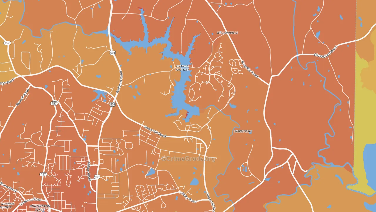 Orange Factory, NC Map of Vehicle Theft Rates