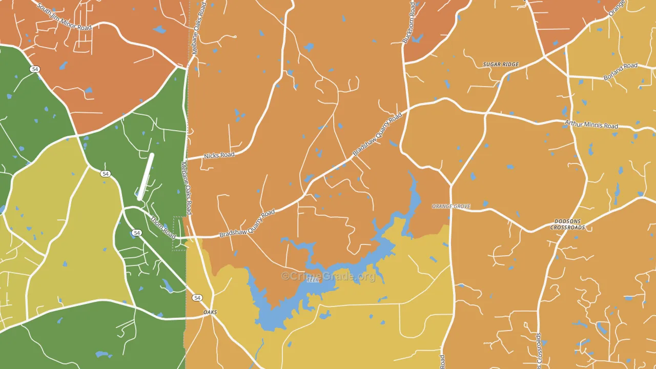 Orange Grove, NC Map of Vehicle Theft Rates