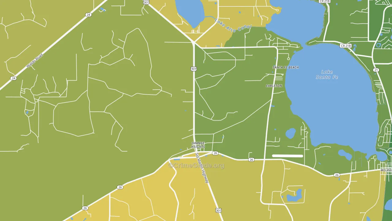 Orange Heights, FL Map of Vehicle Theft Rates