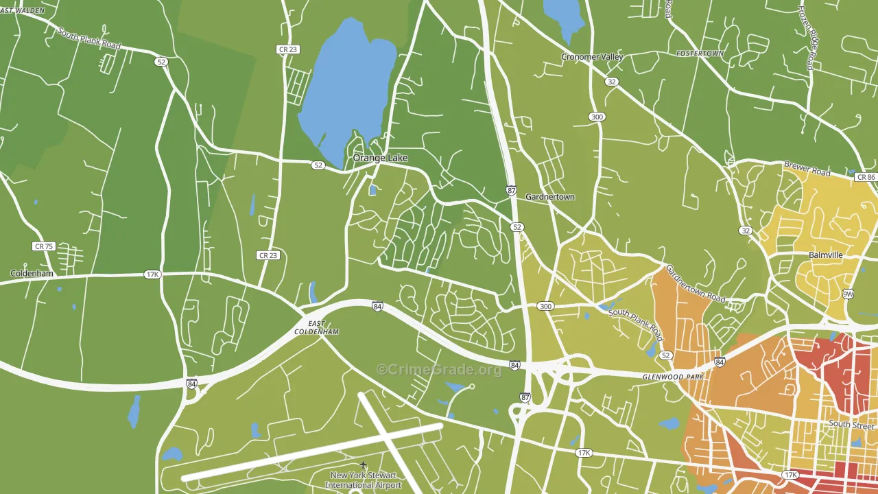 Orange Lake, NY Map of Vehicle Theft Rates