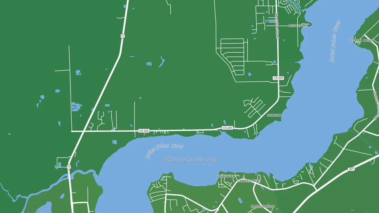Orange Mills, FL Map of Vehicle Theft Rates