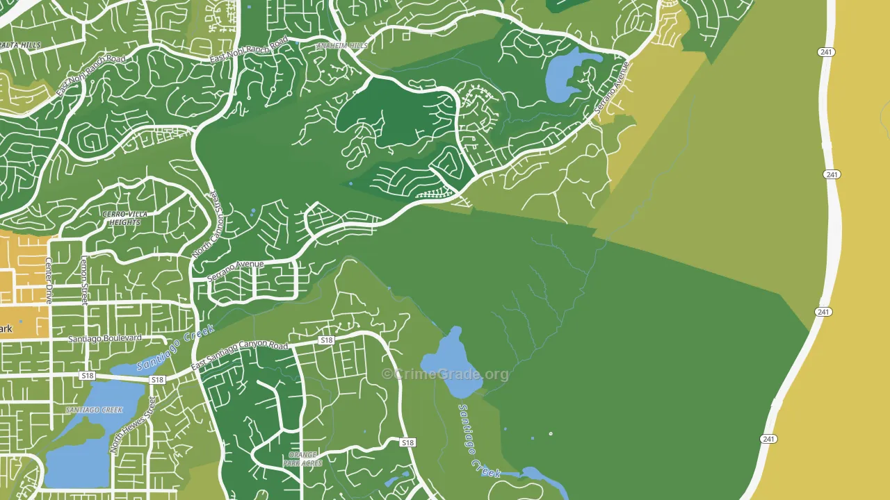 Orange Park Acres, CA Map of Vehicle Theft Rates