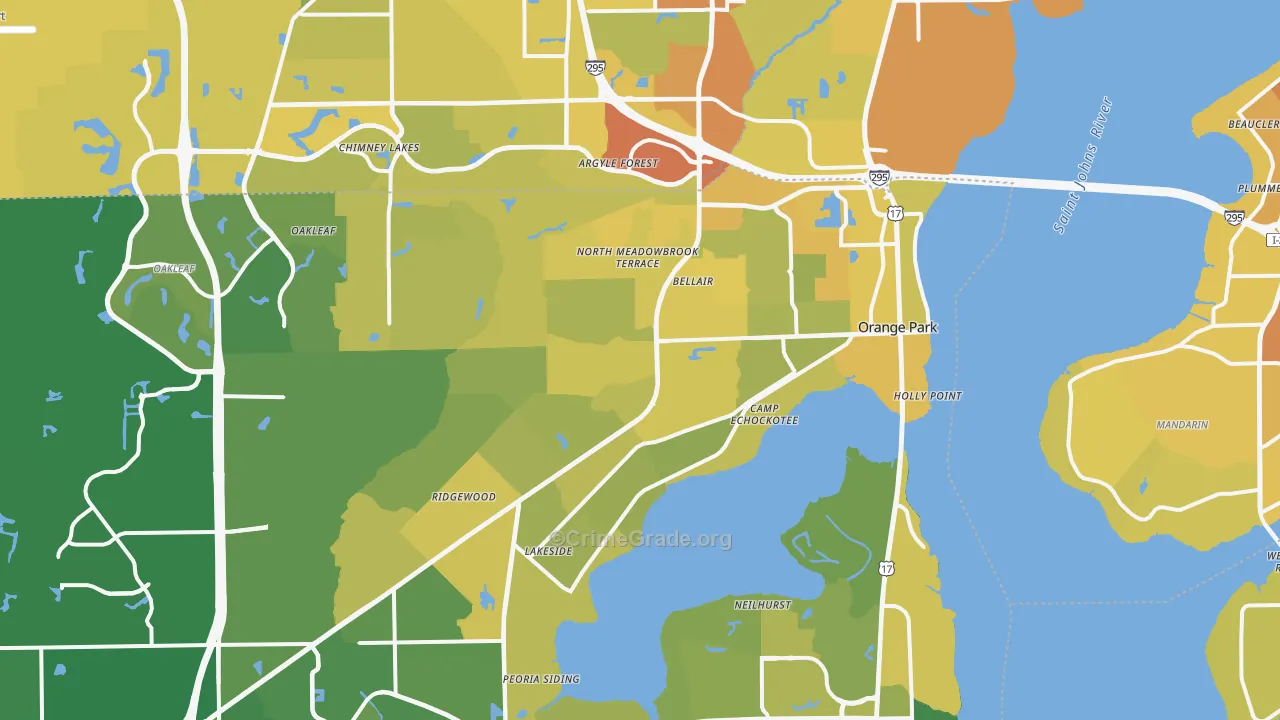 Orange Park, FL Map of Vehicle Theft Rates