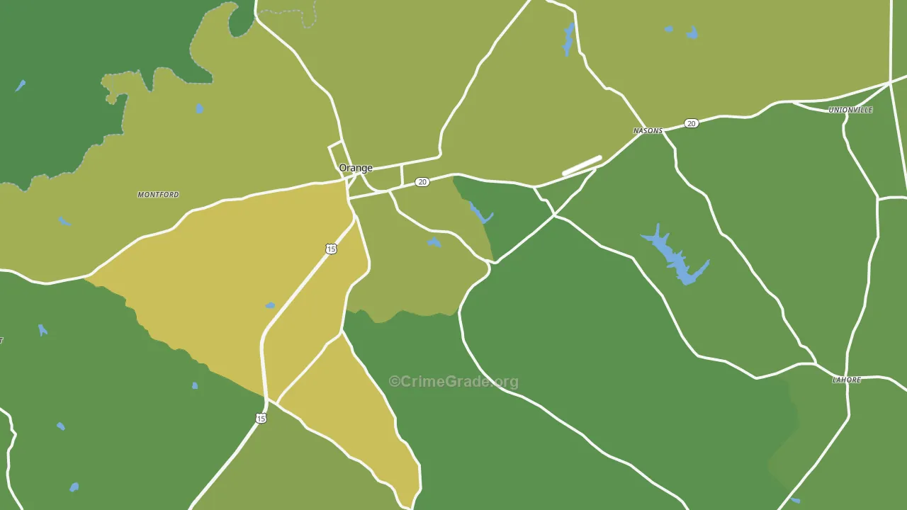 Orange, VA Map of Vehicle Theft Rates