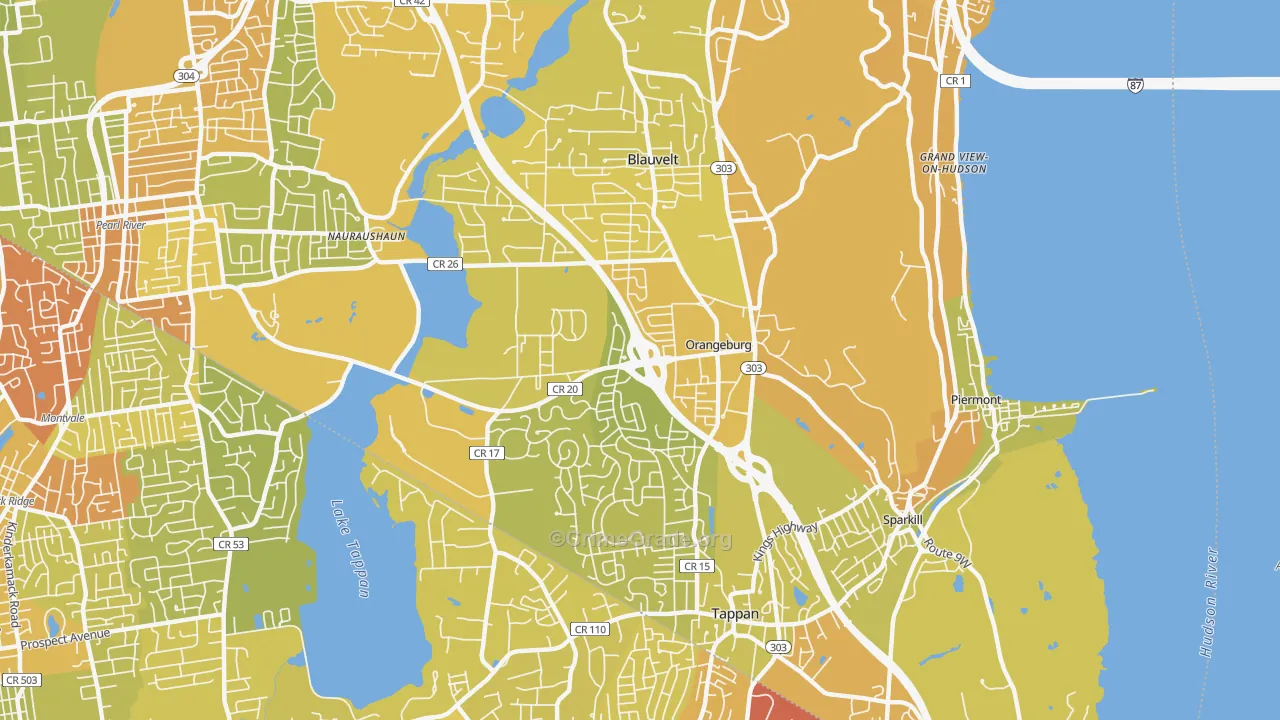 Orangeburg, NY Map of Vehicle Theft Rates