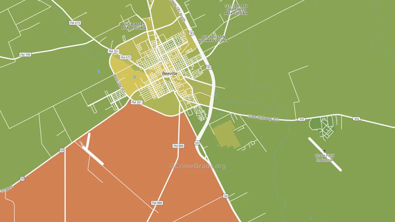 Orangedale, TX Map of Vehicle Theft Rates