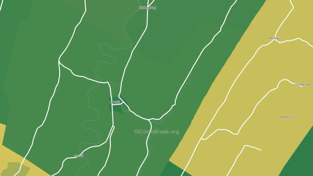 Orbisonia, PA Map of Vehicle Theft Rates