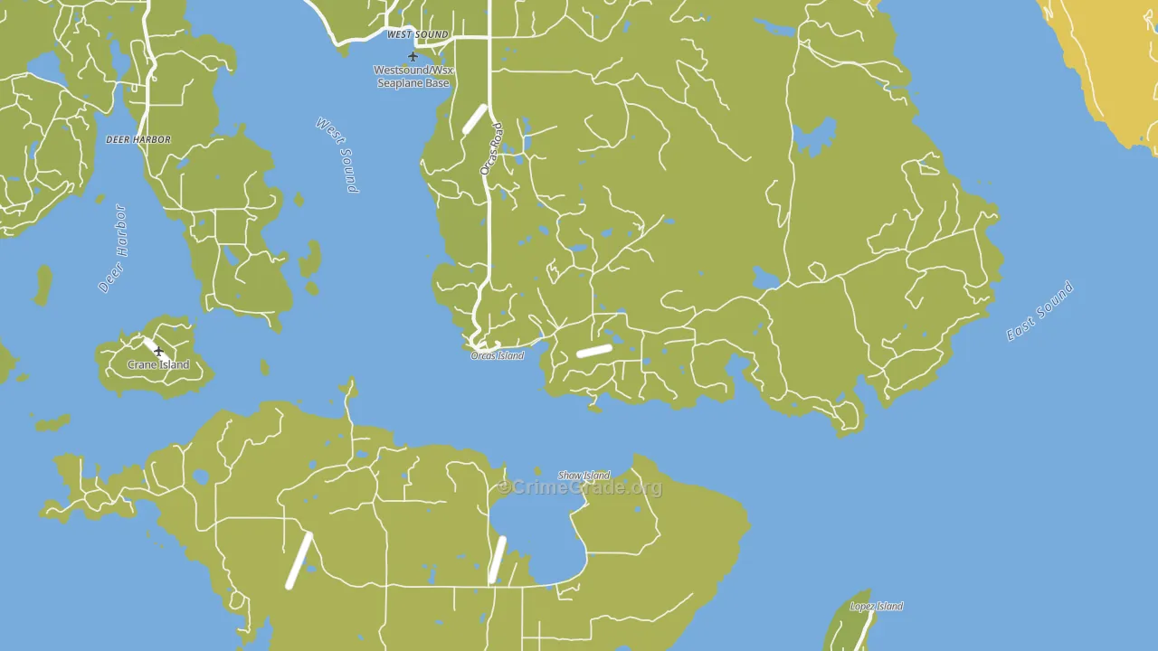 Orcas, WA Map of Vehicle Theft Rates