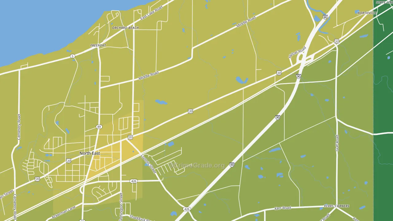 Orchard Beach, PA Map of Vehicle Theft Rates
