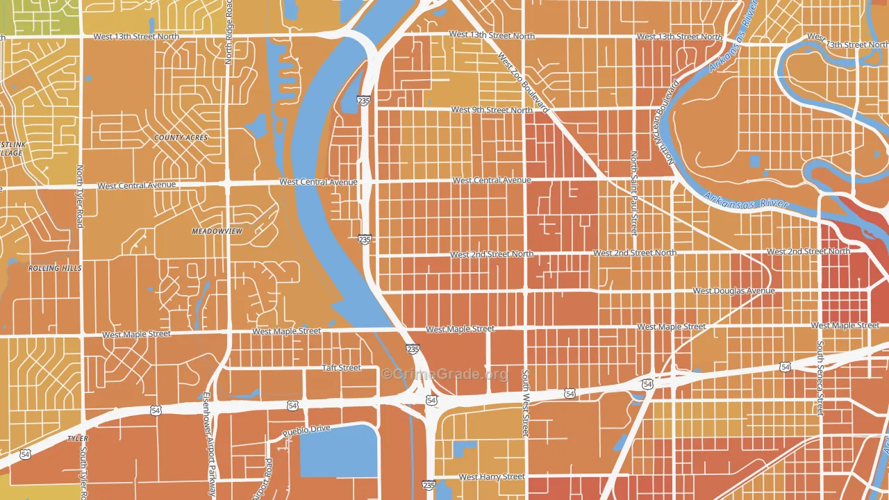 Orchard Breeze, Wichita, KS Map of Vehicle Theft Rates
