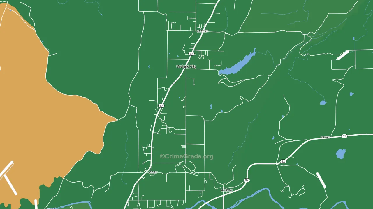 Orchard City, CO Map of Vehicle Theft Rates