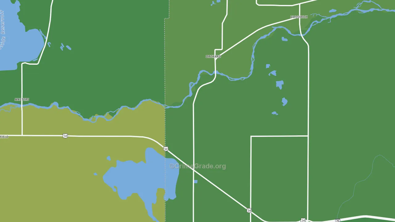 Orchard, CO Map of Vehicle Theft Rates