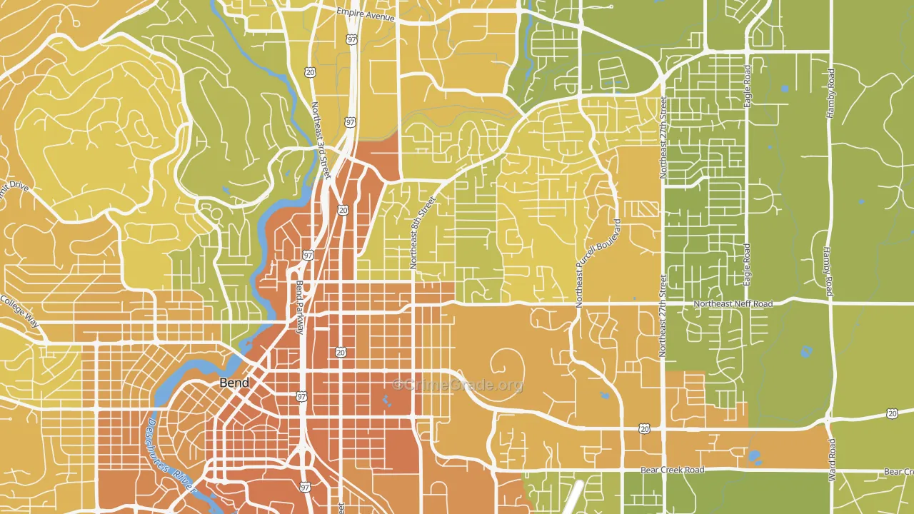 Orchard District, Bend, OR Map of Vehicle Theft Rates