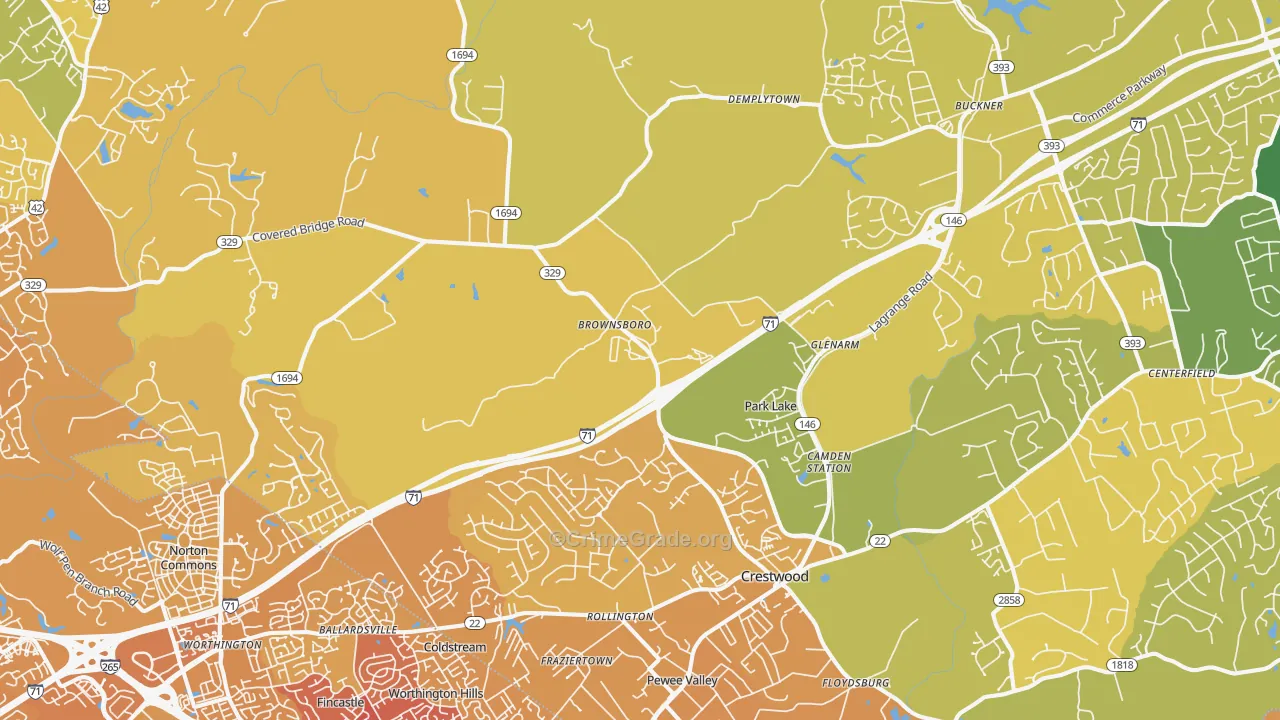 Orchard Grass Hills, KY Map of Vehicle Theft Rates