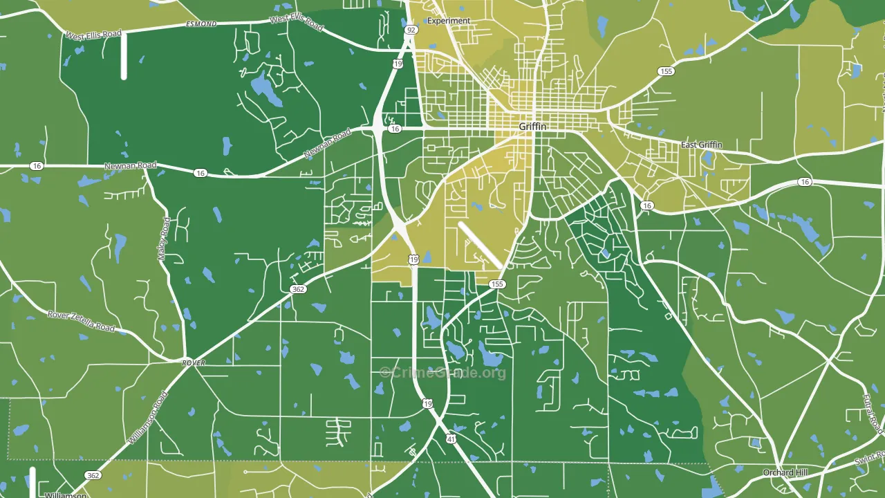 Orchard Hill, GA Map of Vehicle Theft Rates