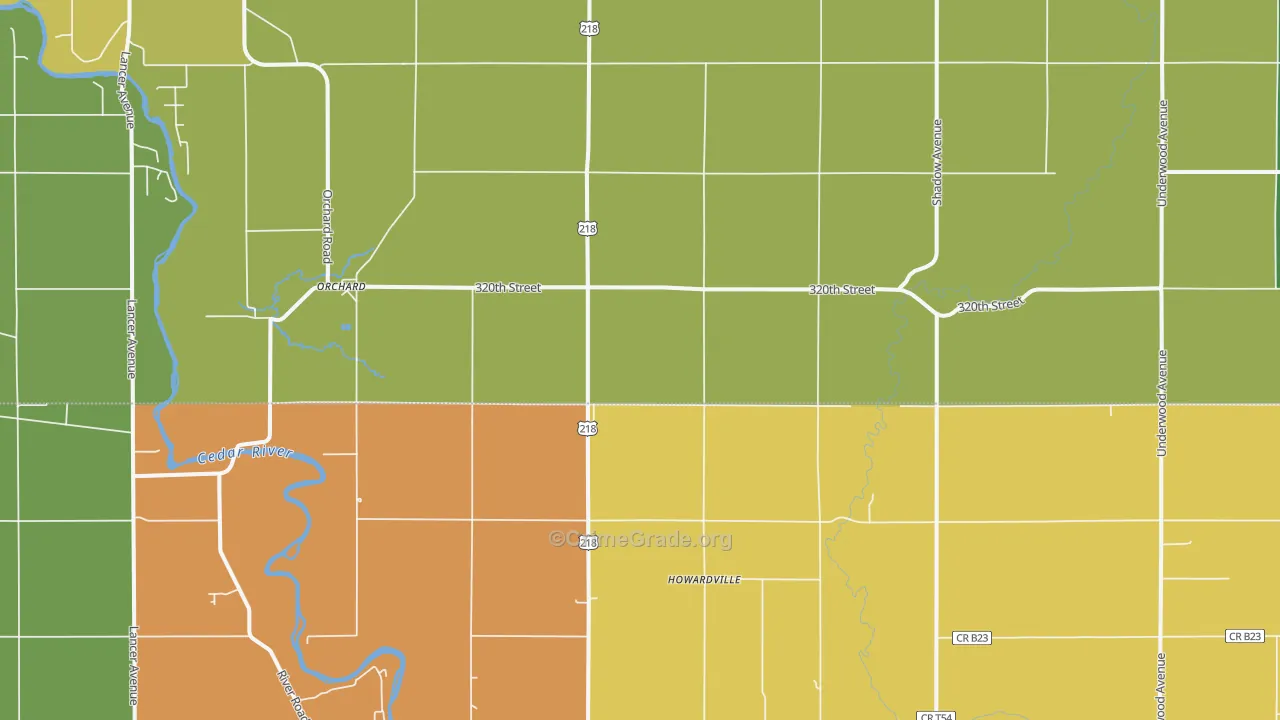 Orchard, IA Map of Vehicle Theft Rates