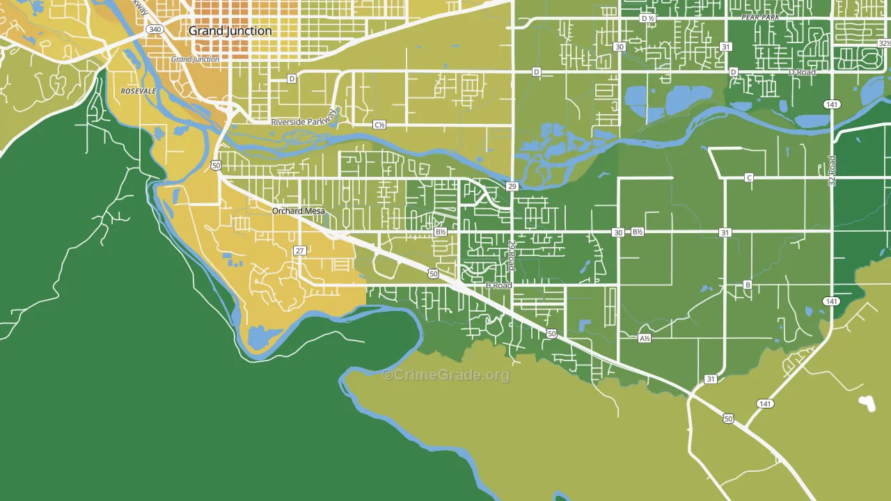 Orchard Mesa, CO Map of Vehicle Theft Rates
