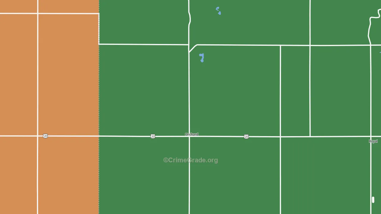 Orchard, NE Map of Vehicle Theft Rates