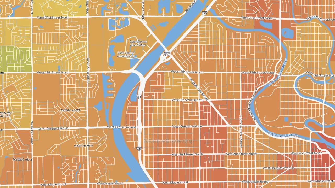 Orchard Park, Wichita, KS Map of Vehicle Theft Rates