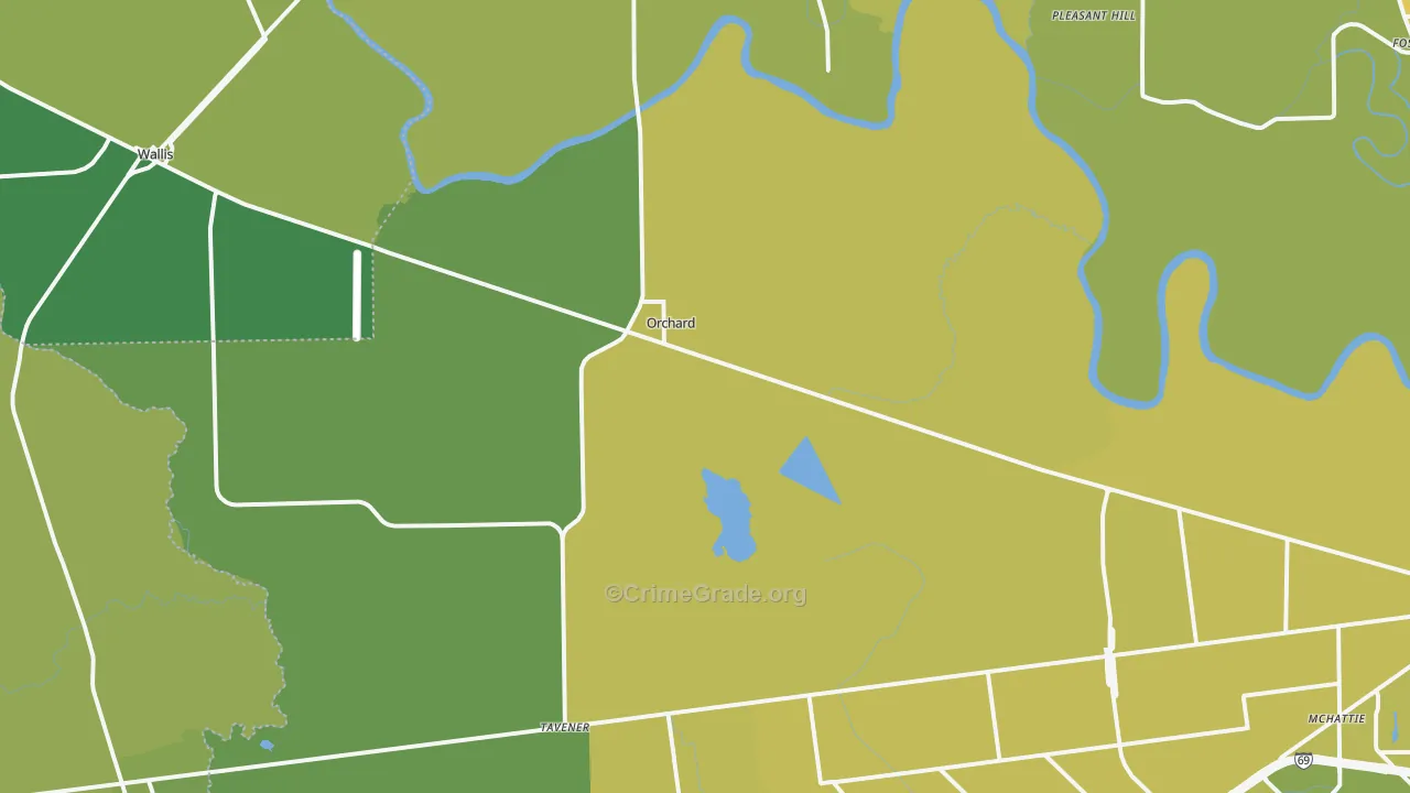 Orchard, TX Map of Vehicle Theft Rates