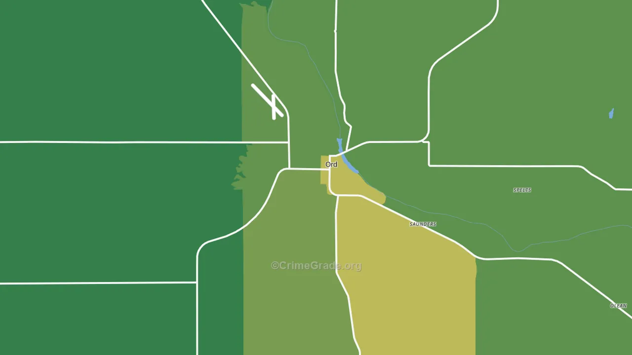 Ord, NE Map of Vehicle Theft Rates