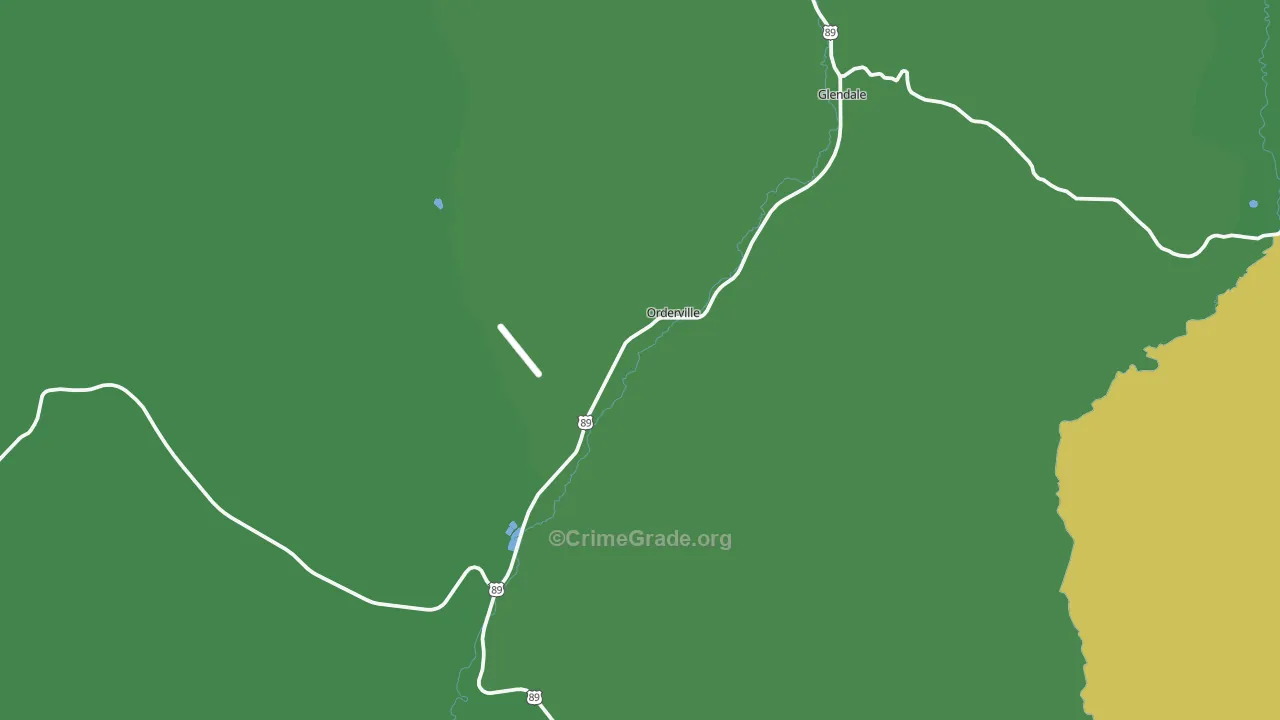 Orderville, UT Map of Vehicle Theft Rates