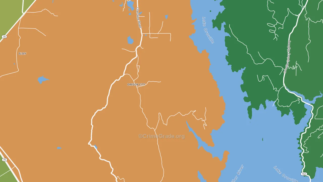 Oregon City, CA Map of Vehicle Theft Rates