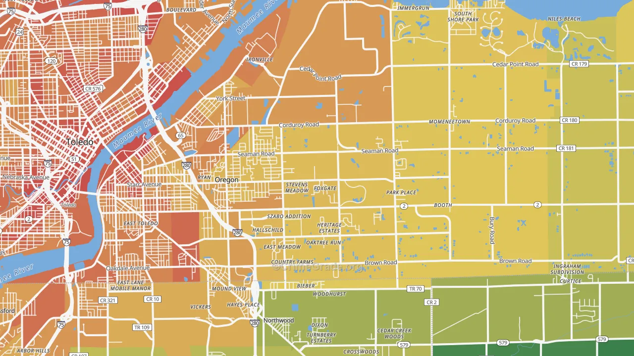 Oregon, OH Map of Vehicle Theft Rates