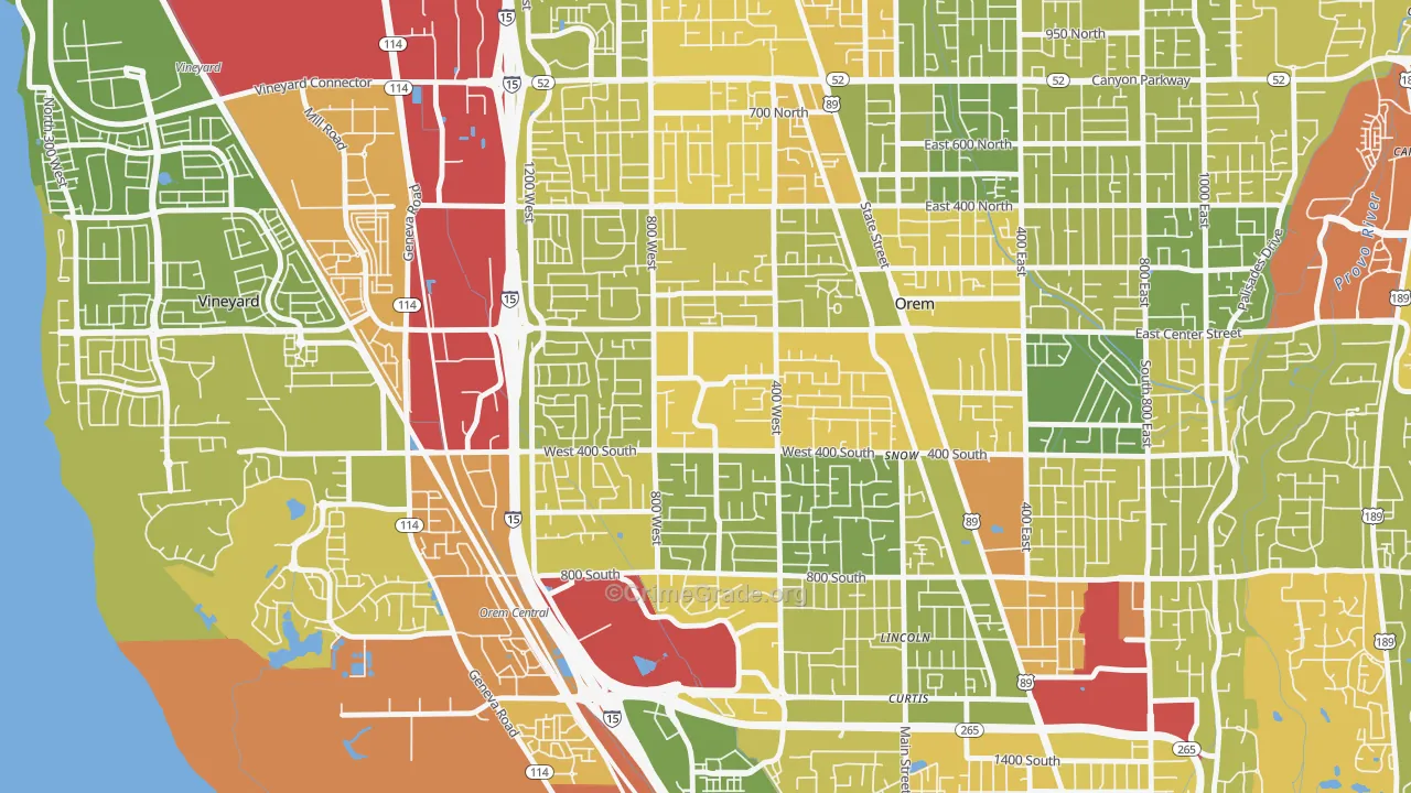 Orem North, Orem, UT Map of Vehicle Theft Rates