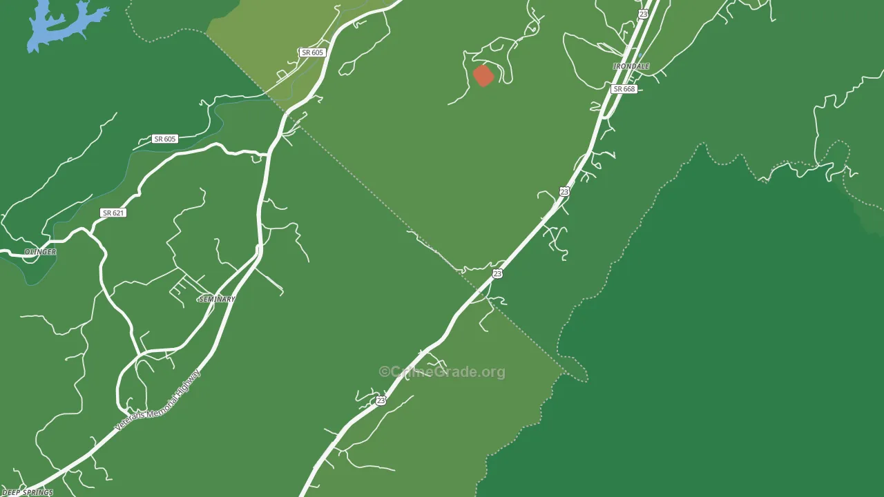 Oreton, VA Map of Vehicle Theft Rates