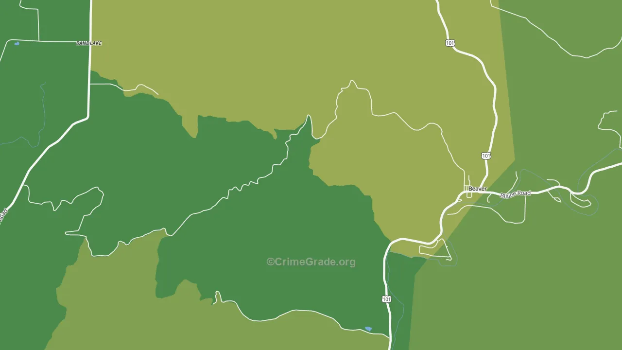 Oretown, OR Map of Vehicle Theft Rates
