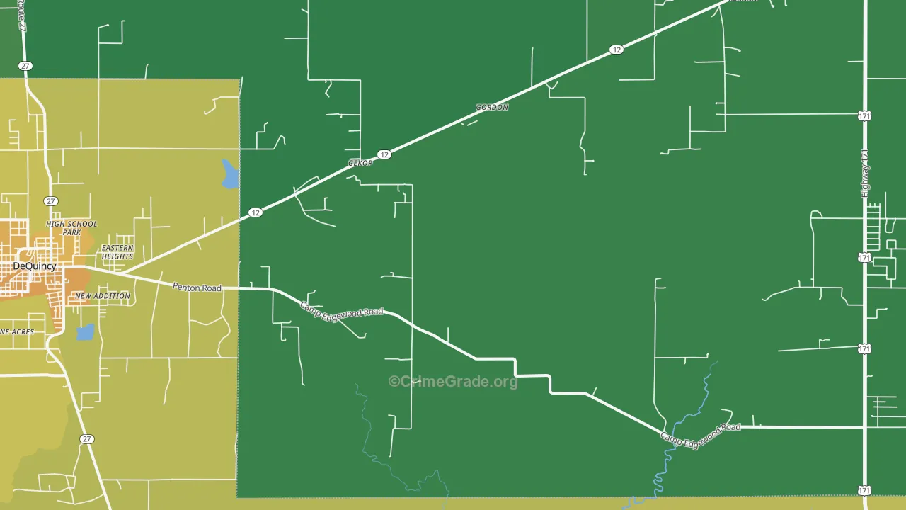 Oretta, LA Map of Vehicle Theft Rates