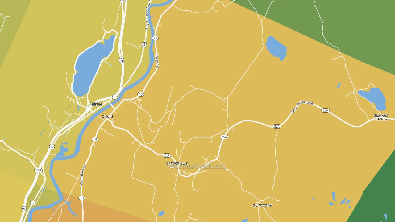 Orford, NH Map of Vehicle Theft Rates