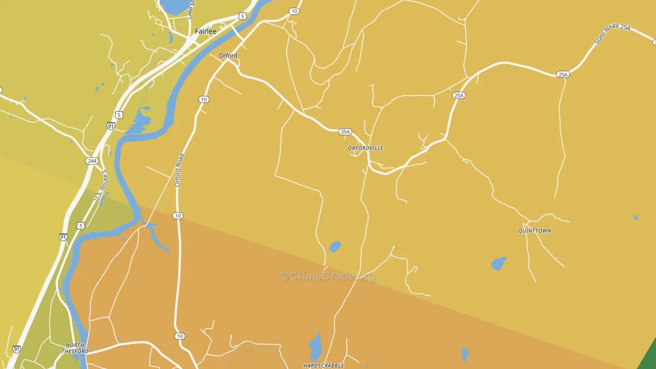 Orfordville, NH Map of Vehicle Theft Rates