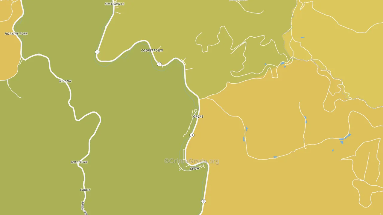 Orgas, WV Map of Vehicle Theft Rates