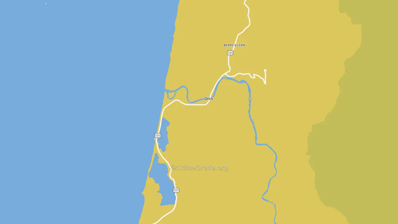 Orick, CA Map of Vehicle Theft Rates