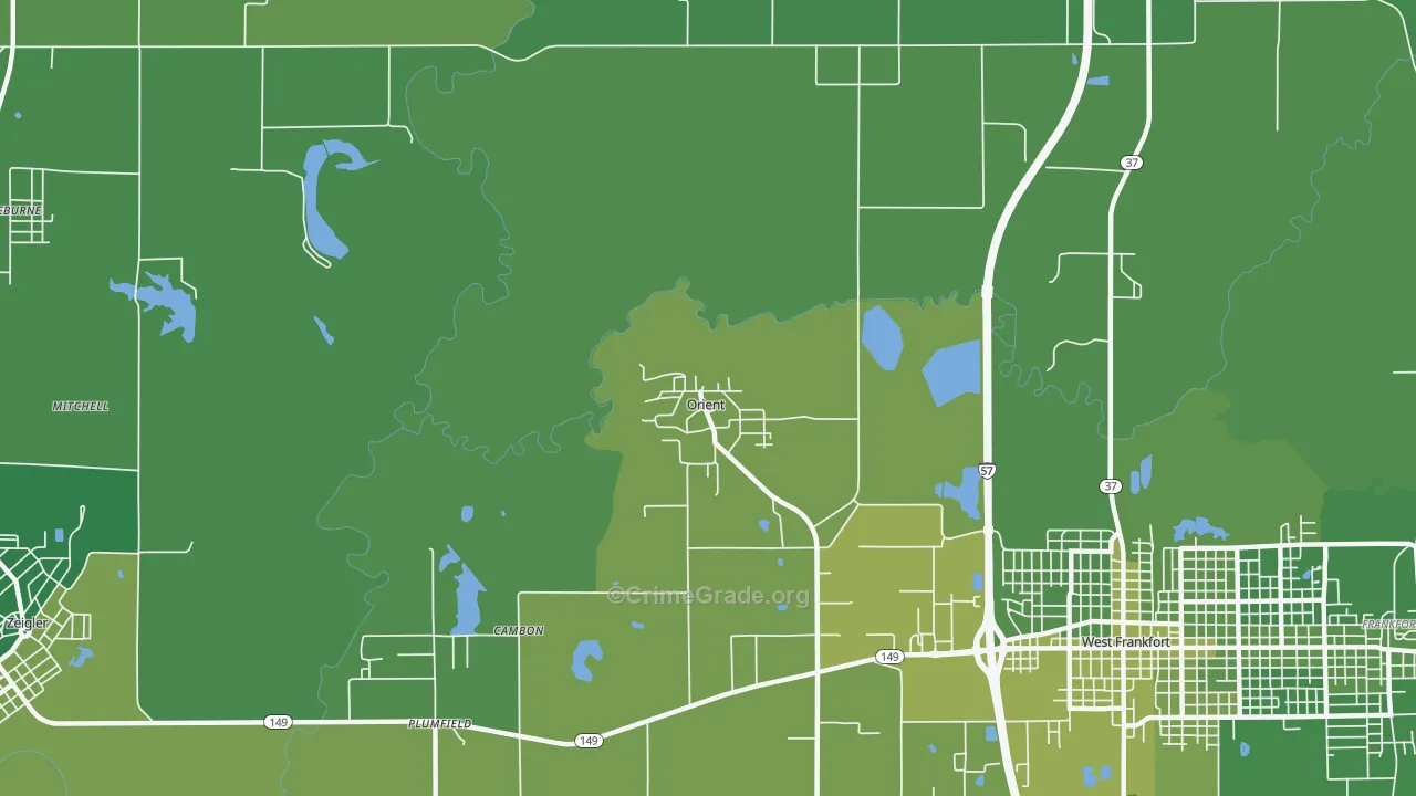 Orient, IL Map of Vehicle Theft Rates