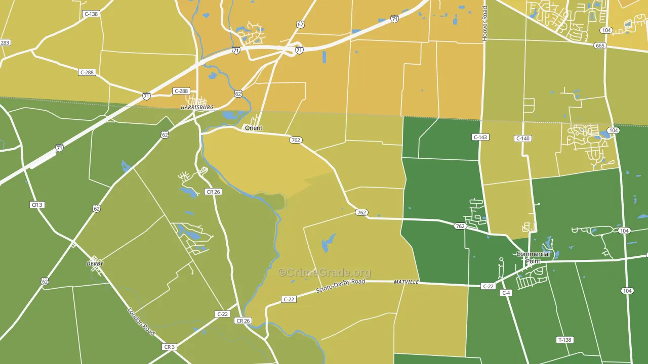 Orient, OH Map of Vehicle Theft Rates