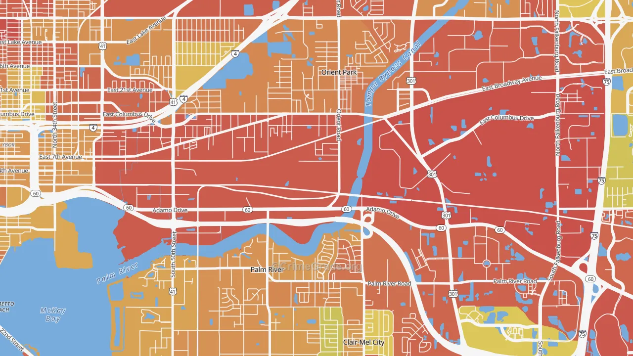 Orient Park, Tampa, FL Map of Vehicle Theft Rates