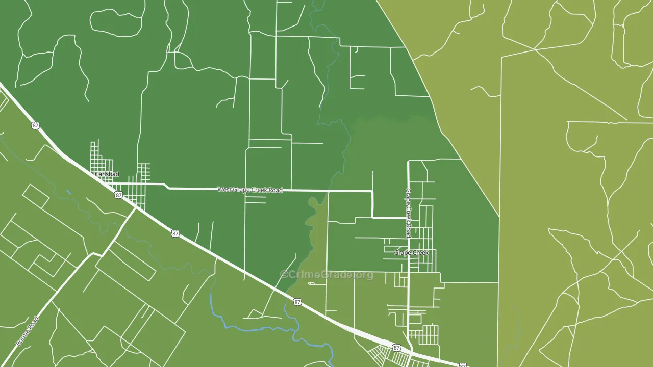 Orient, TX Map of Vehicle Theft Rates