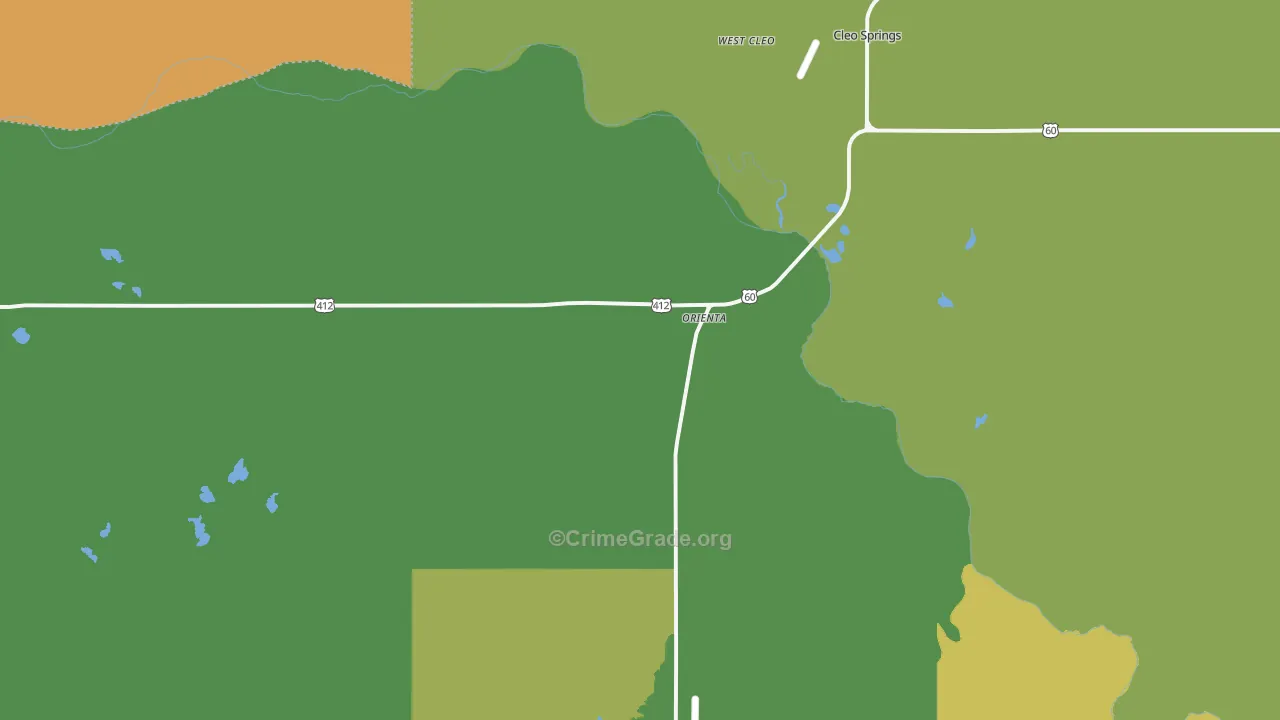 Orienta, OK Map of Vehicle Theft Rates