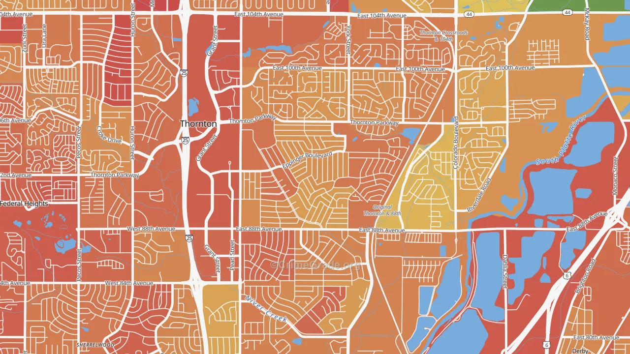 Original Thornton, Thornton, CO Map of Vehicle Theft Rates