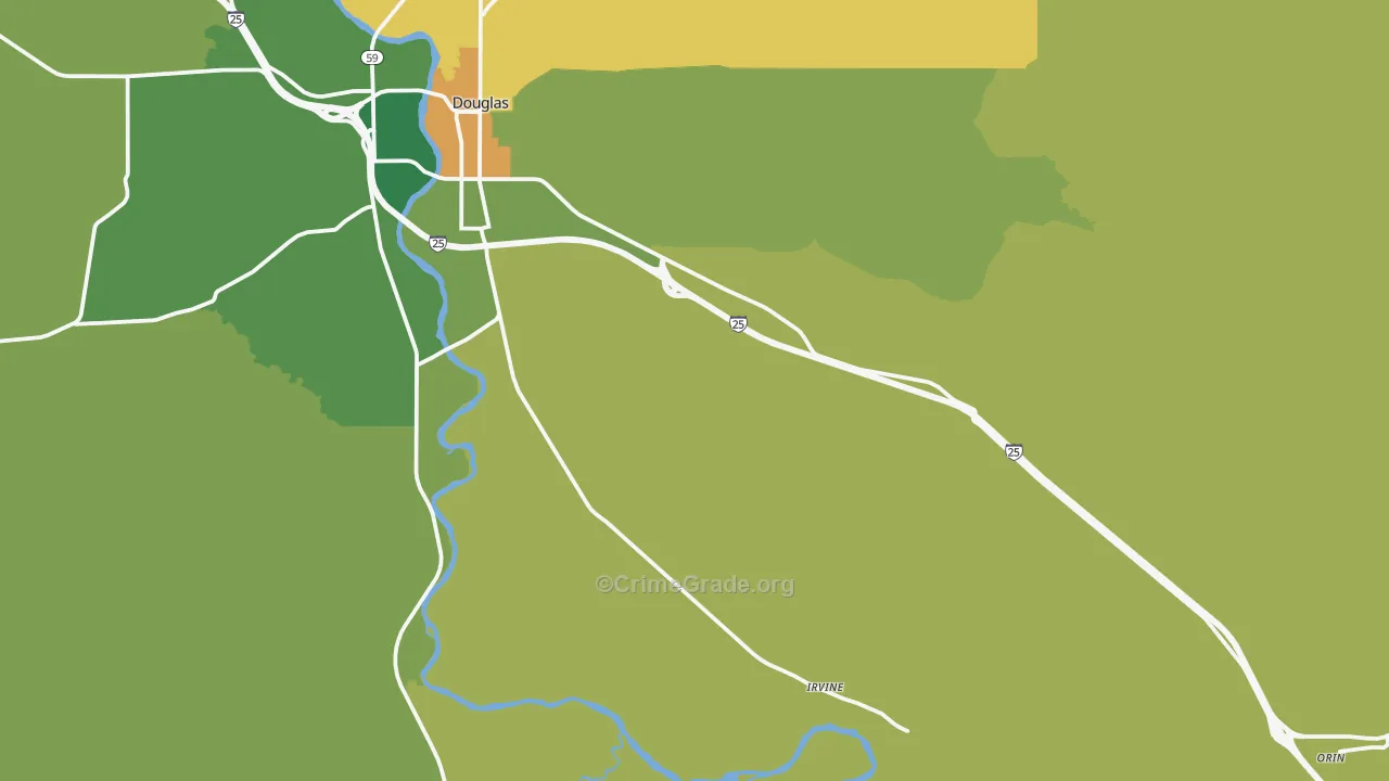 Orin, WY Map of Vehicle Theft Rates